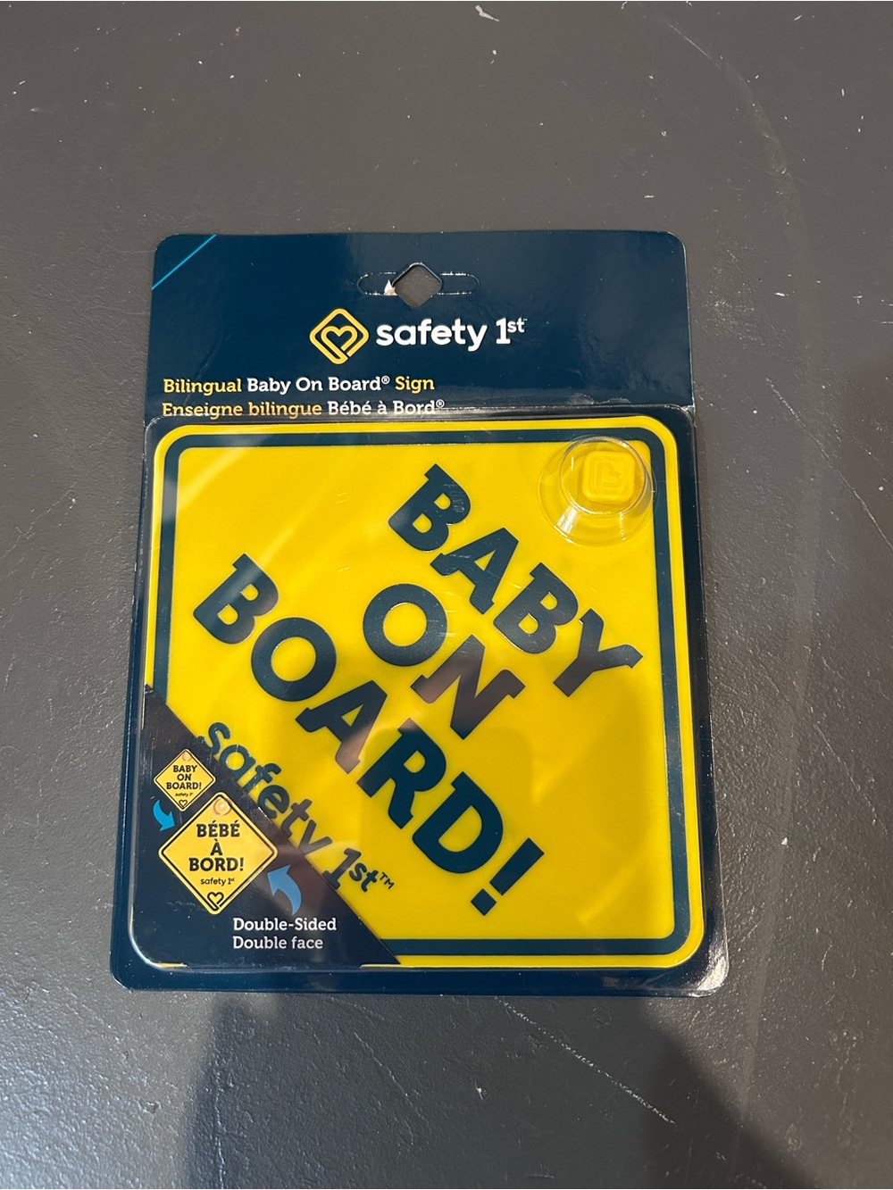 Yellow "Baby On Board" Double-Sided Car Sign